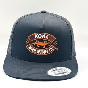 Kona Brewing Co Hat Cap SnapBack Black Orange Trucker One Size Hawaii